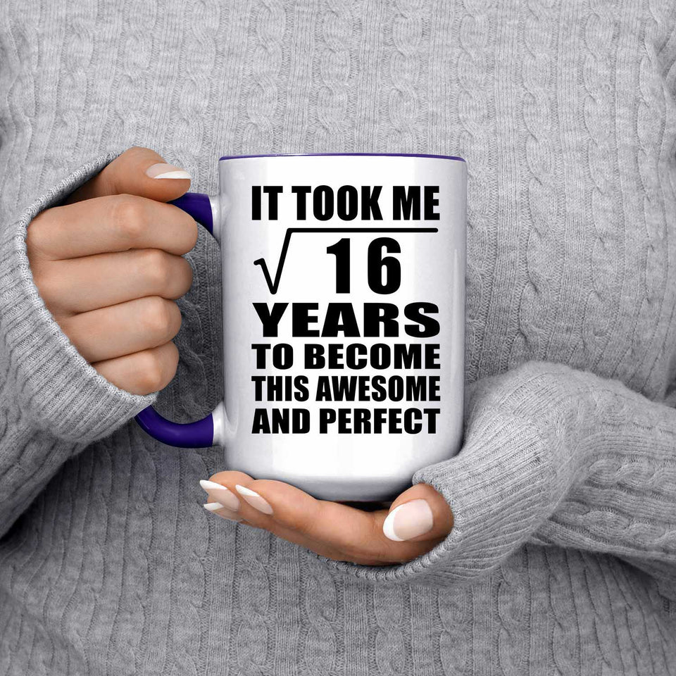 4th Birthday Took Square Root of 16 Years To Awesome - 15oz Accent Mug Purple