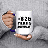 25th Anniversary Square Root of 625 Years Anniversary - 15oz Accent Mug Purple