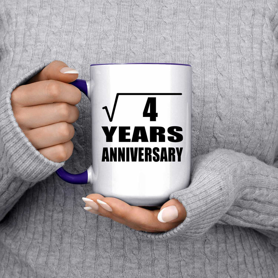 2nd Anniversary Square Root of 4 Years Anniversary - 15oz Accent Mug Purple