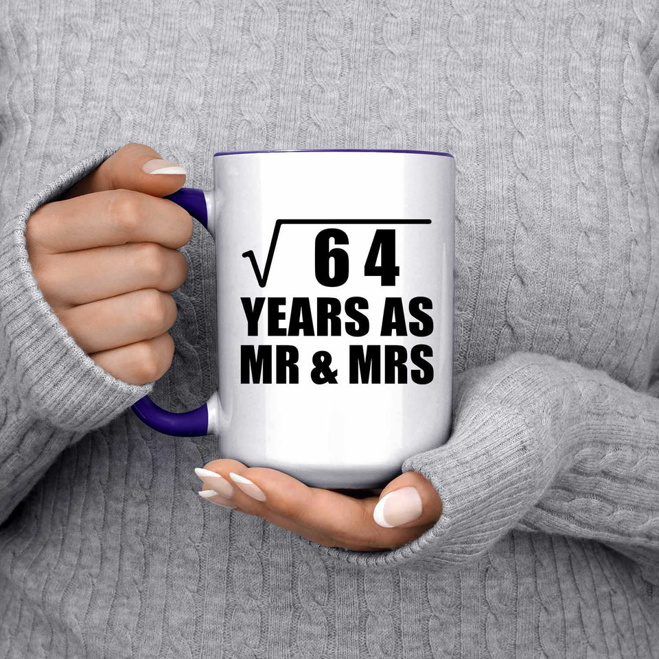 8th Anniversary Square Root of 64 Years As Mr & Mrs - 15oz Accent Mug Purple
