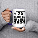 5th Anniversary Square Root of 25 Years As Mr & Mrs 2024 - 15oz Accent Mug Purple