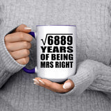 83rd Anniversary Square Root of 6889 Years of Being Mrs Right - 15oz Accent Mug Purple