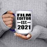 Film Editor Established EST. 2021 - 15oz Accent Mug Purple