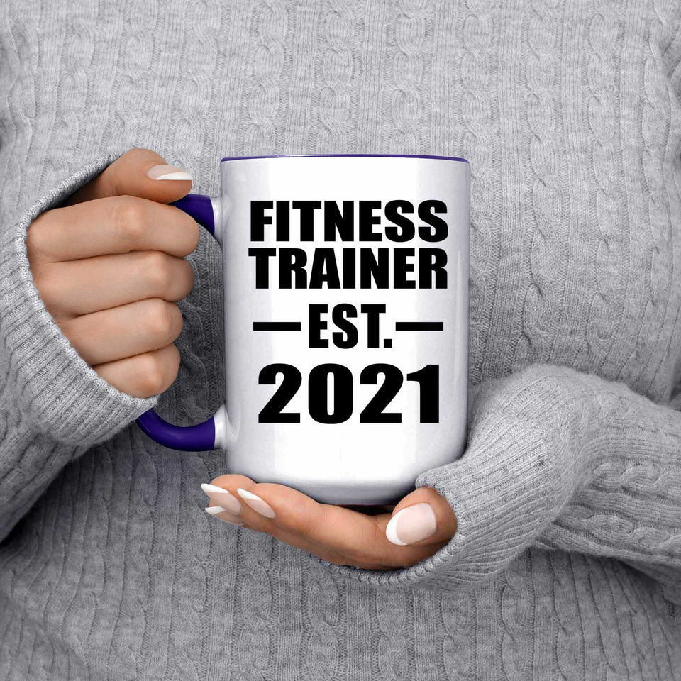 Fitness Trainer Established EST. 2021 - 15oz Accent Mug Purple