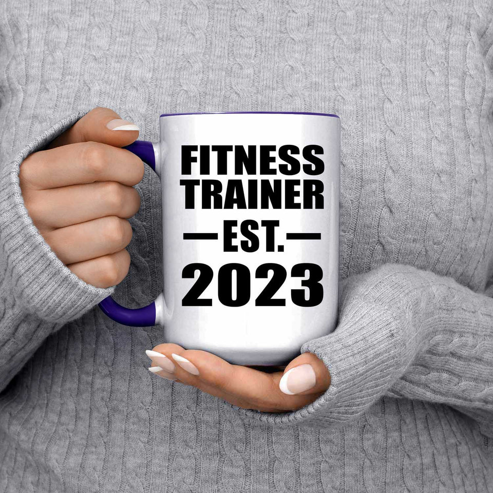 Fitness Trainer Established EST. 2023 - 15oz Accent Mug Purple