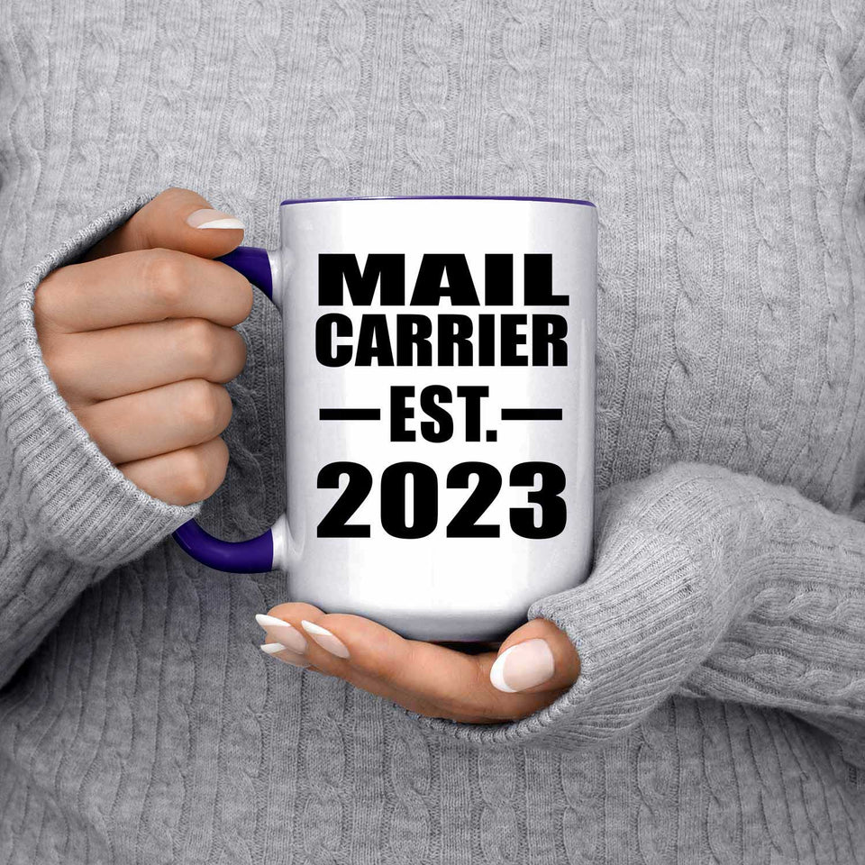 Mail Carrier Established EST. 2023 - 15oz Accent Mug Purple