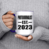 Photojournalist Established EST. 2023 - 15oz Accent Mug Purple