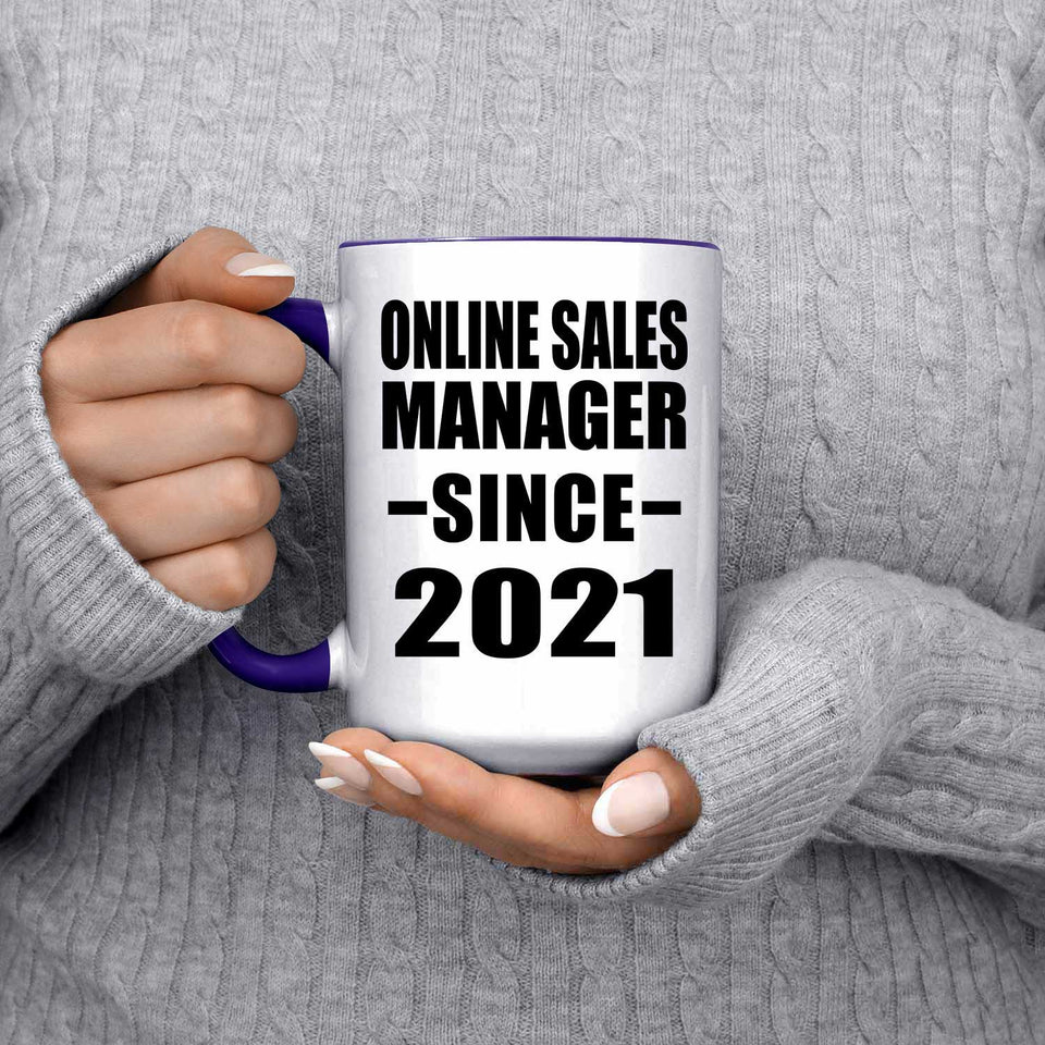 Online Sales Manager Since 2021 - 15oz Accent Mug Purple