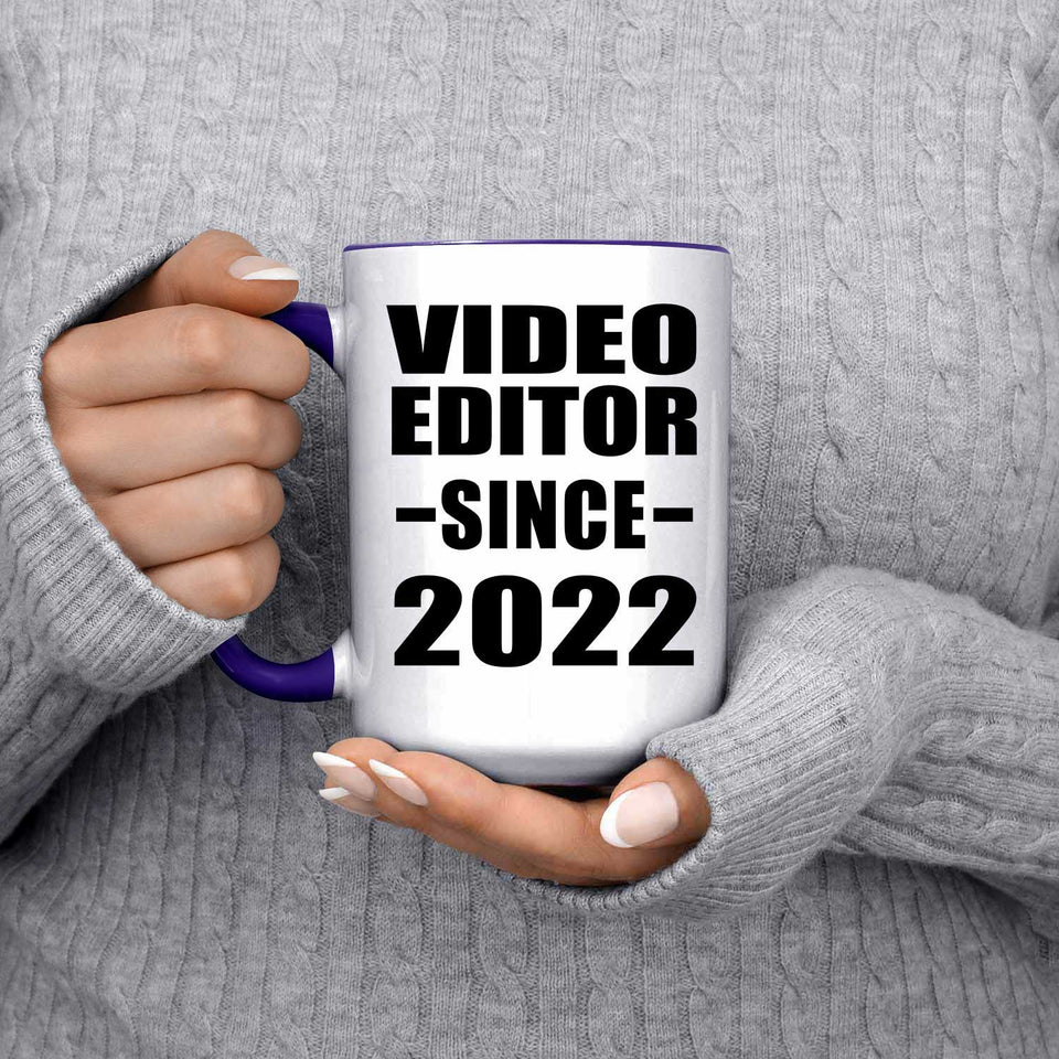 Video Editor Since 2022 - 15oz Accent Mug Purple