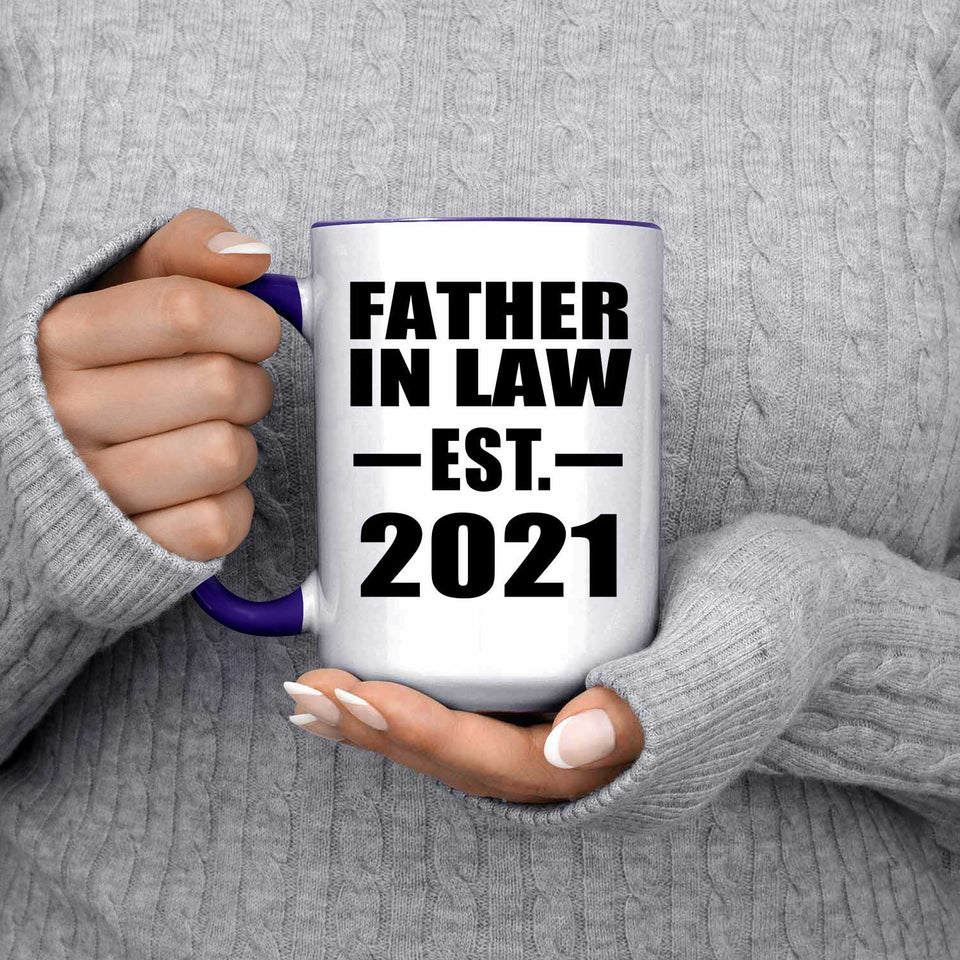 Father In Law Established EST. 2021 - 15oz Accent Mug Purple
