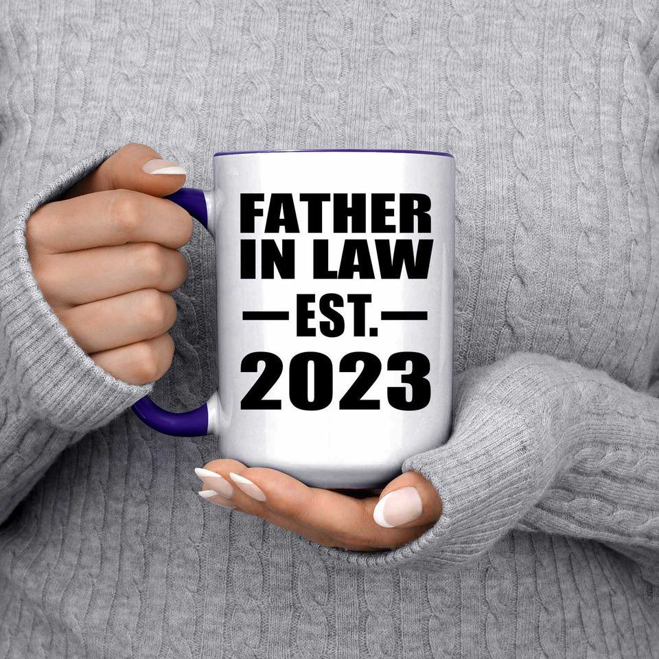 Father In Law Established EST. 2023 - 15oz Accent Mug Purple