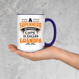 A Superhero Without Cape is Called Grandpa - 15oz Accent Mug Purple