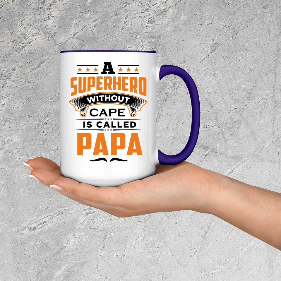 A Superhero Without Cape is Called Papa - 15oz Accent Mug Purple