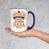 A Superhero Without Cape is Called Papa - 15oz Accent Mug Purple