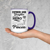 Father & Daughter, He is Her Hero, She is His Princess - 15oz Accent Mug Purple