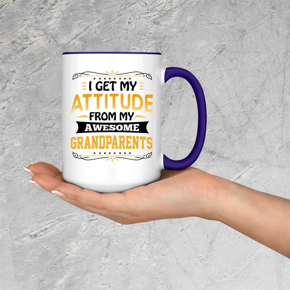 I Get My Attitude From My Awesome Grandparents - 15oz Accent Mug Purple