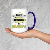 My Biggest Reason For Living Calls Me Grandpa - 15oz Accent Mug Purple