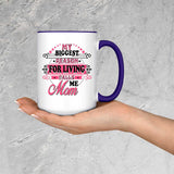 My Biggest Reason For Living Calls Me Mom - 15oz Accent Mug Purple