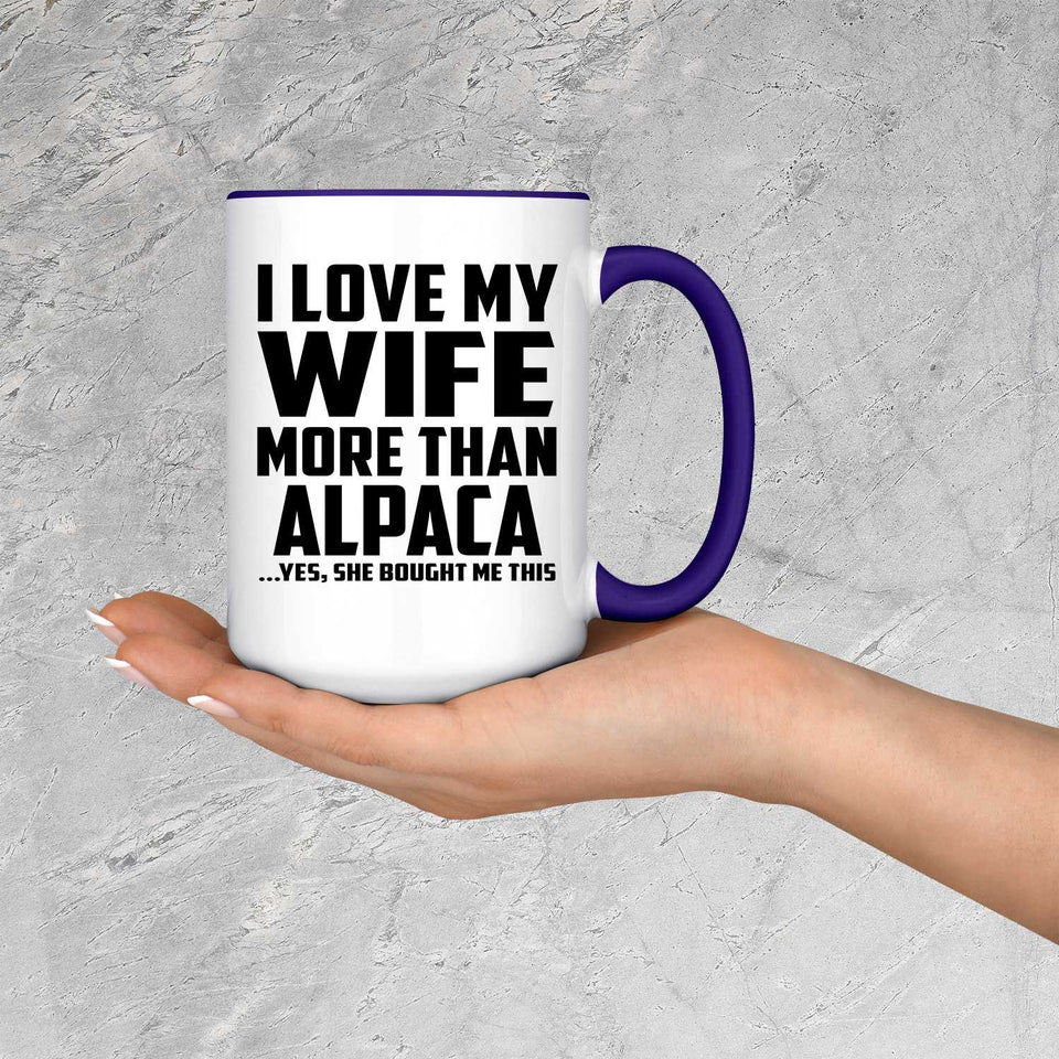 I Love My Wife More Than Alpaca - 15oz Accent Mug Purple