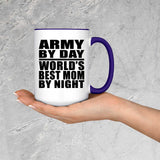 Army By Day World's Best Mom By Night - 15oz Accent Mug Purple