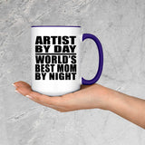 Artist By Day World's Best Mom By Night - 15oz Accent Mug Purple