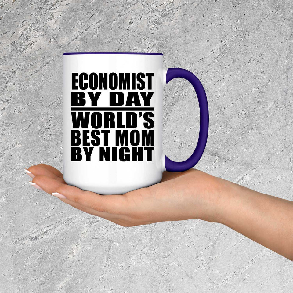 Economist By Day World's Best Mom By Night - 15oz Accent Mug Purple