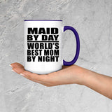 Maid By Day World's Best Mom By Night - 15oz Accent Mug Purple