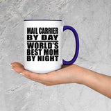 Mail Carrier By Day World's Best Mom By Night - 15oz Accent Mug Purple