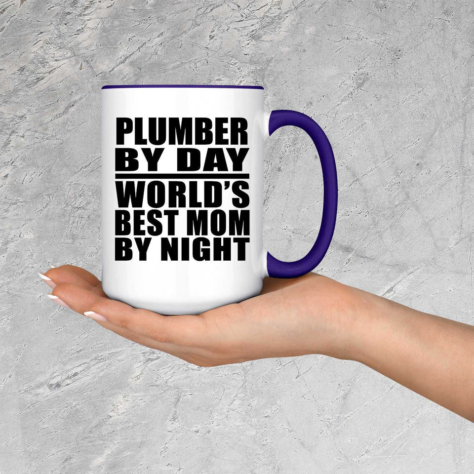 Plumber By Day World's Best Mom By Night - 15oz Accent Mug Purple