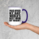 Police Officer By Day World's Best Mom By Night - 15oz Accent Mug Purple