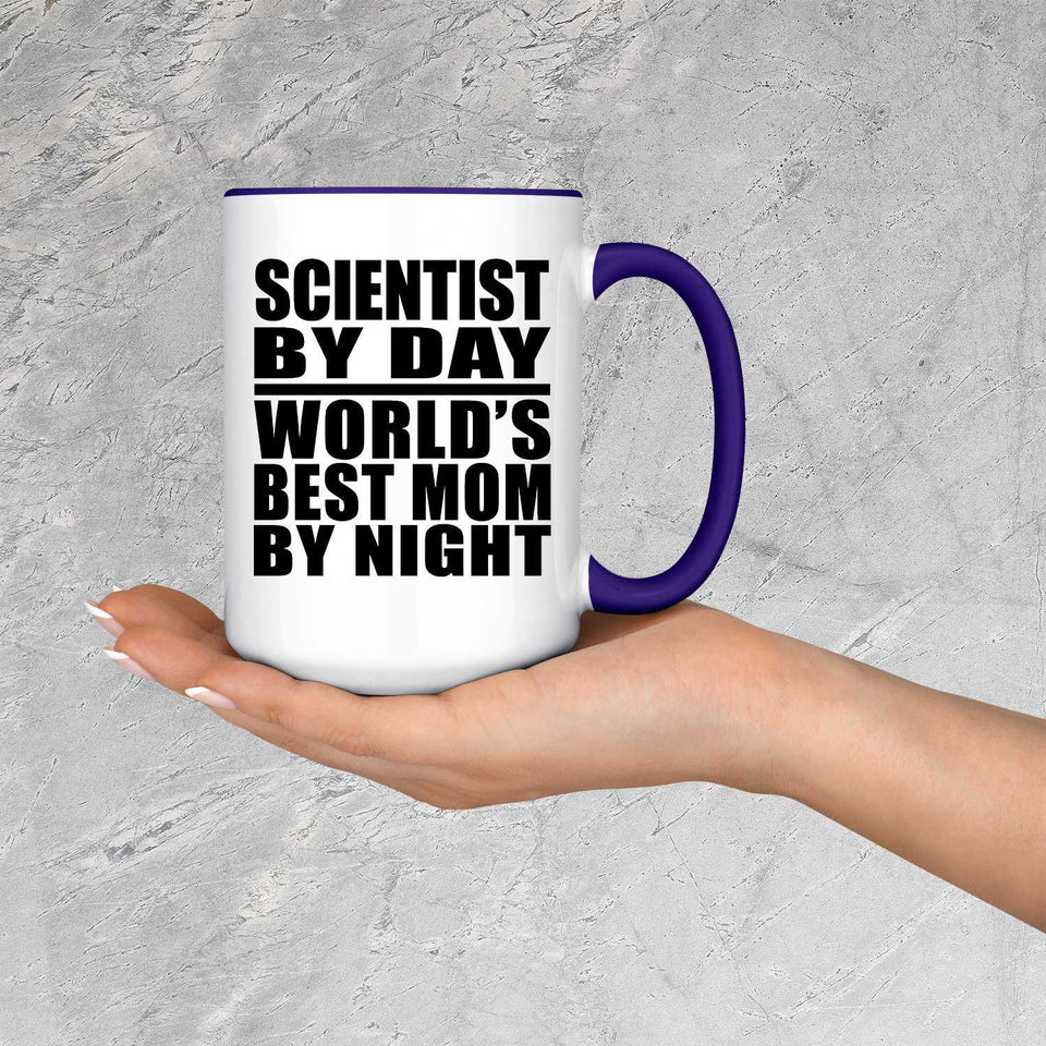 Scientist By Day World's Best Mom By Night - 15oz Accent Mug Purple