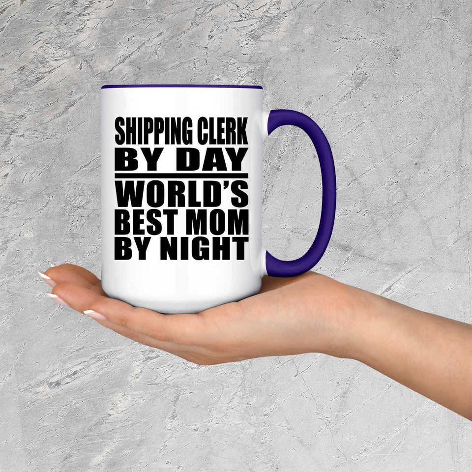Shipping Clerk By Day World's Best Mom By Night - 15oz Accent Mug Purple
