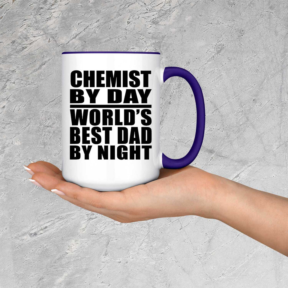 Chemist By Day World's Best Dad By Night - 15oz Accent Mug Purple