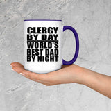 Clergy By Day World's Best Dad By Night - 15oz Accent Mug Purple