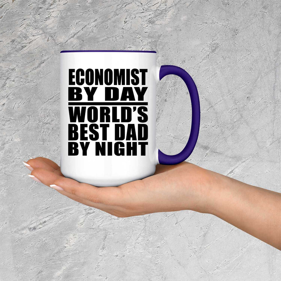 Economist By Day World's Best Dad By Night - 15oz Accent Mug Purple