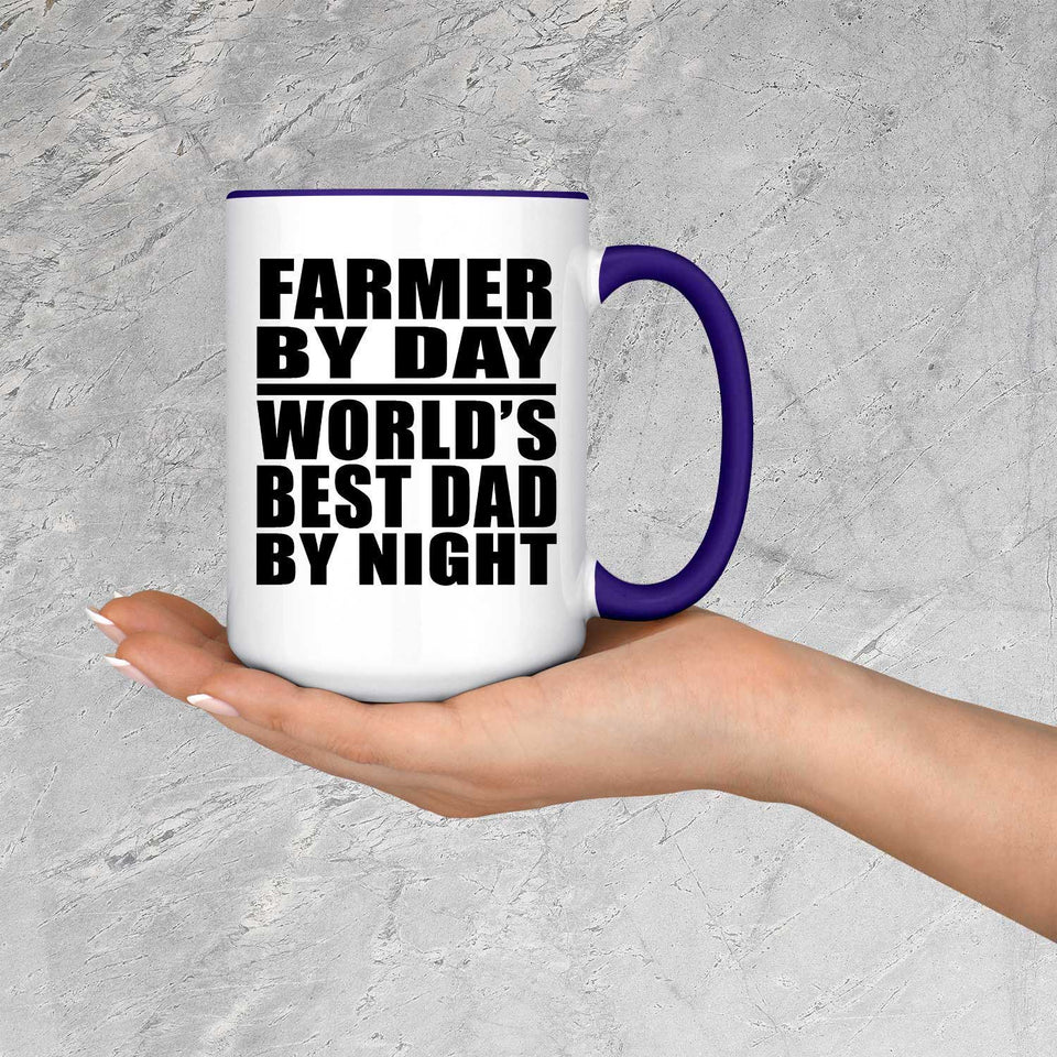 Farmer By Day World's Best Dad By Night - 15oz Accent Mug Purple
