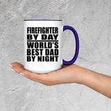 Firefighter By Day World's Best Dad By Night - 15oz Accent Mug Purple