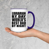 Librarian By Day World's Best Dad By Night - 15oz Accent Mug Purple