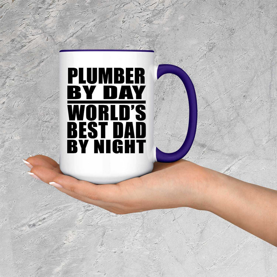 Plumber By Day World's Best Dad By Night - 15oz Accent Mug Purple