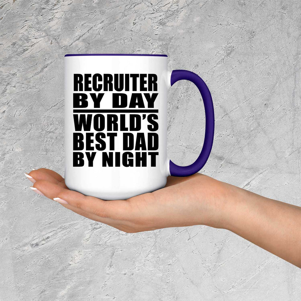 Recruiter By Day World's Best Dad By Night - 15oz Accent Mug Purple