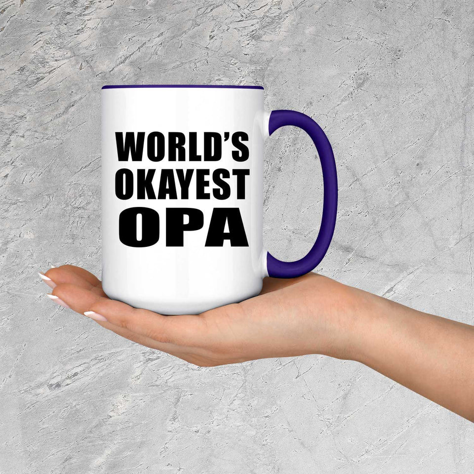 World's Okayest Opa - 15oz Accent Mug Purple