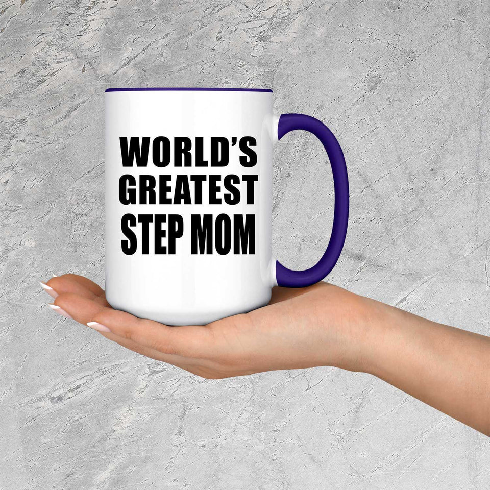 World's Greatest Step Mom - 15oz Accent Mug Purple