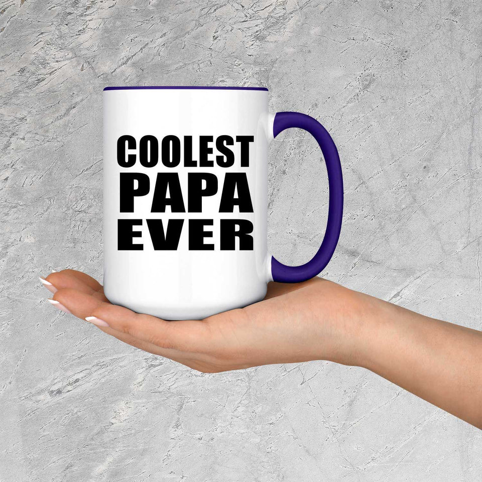 Coolest Papa (Grandpa) Ever - 15oz Accent Mug Purple
