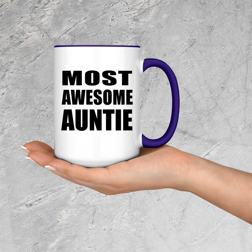 Most Awesome Auntie - 15oz Accent Mug Purple