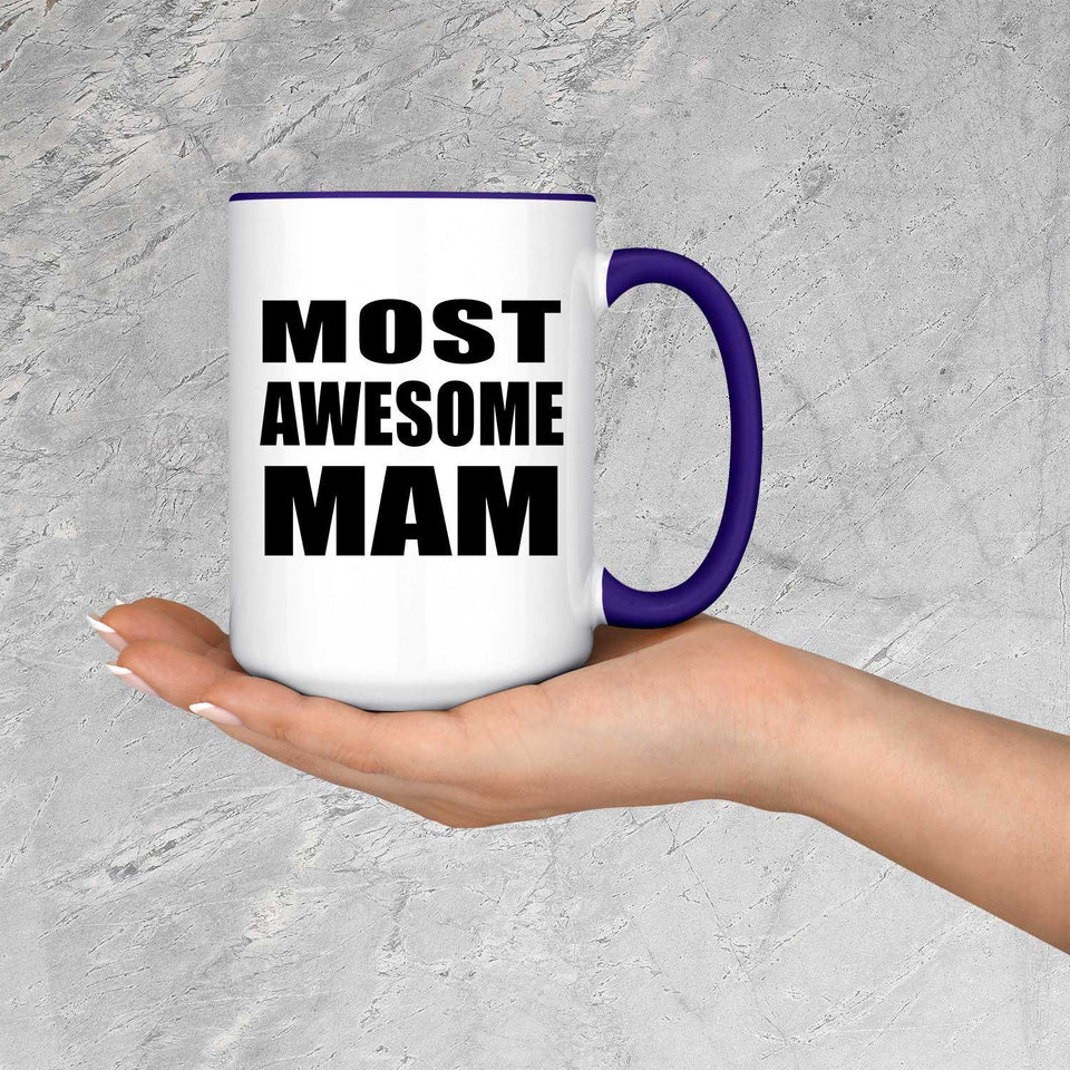 Most Awesome Mam - 15oz Accent Mug Purple