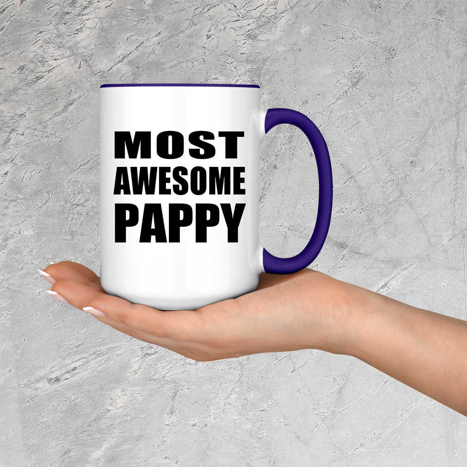 Most Awesome Pappy - 15oz Accent Mug Purple