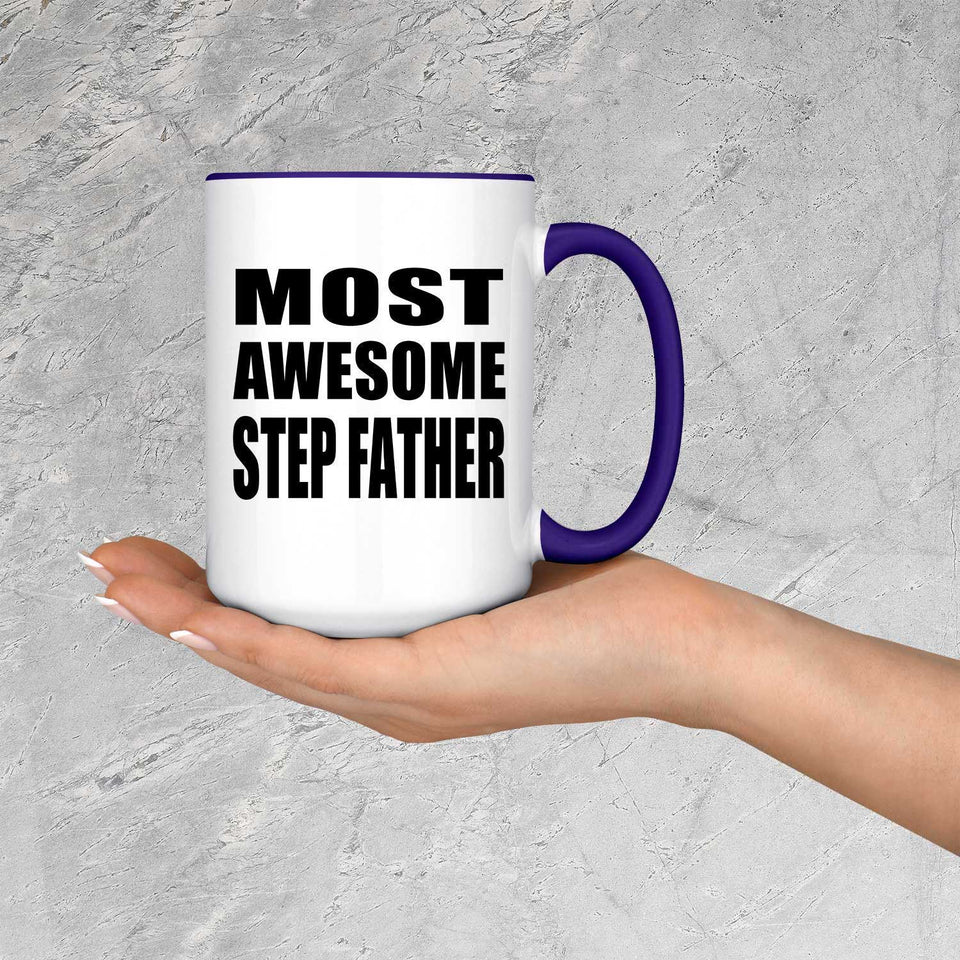 Most Awesome Step Father - 15oz Accent Mug Purple