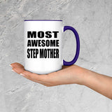 Most Awesome Step Mother - 15oz Accent Mug Purple