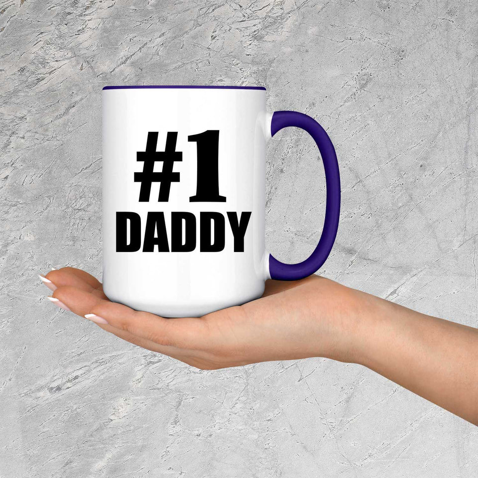 Number One #1 Daddy - 15oz Accent Mug Purple