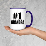 Number One #1 Grandpa - 15oz Accent Mug Purple